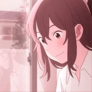 💗 e67befc6 Anime, Mädchen, Fenster, lächelnd, süß telegram sticker