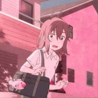 💗 e99108c3 Anime, Schulmädchen, Cartoon, Pink, Zeichentrickfigur, Süß, Fisch, Schultasche telegram sticker