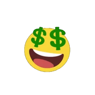 🤑 8a2bf208 эмодзи, деньги, знаки доллара, финансы, счастливый, мультфильм, смайлик telegram sticker