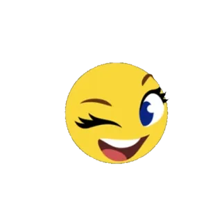 😉 e27db410 Эмодзи, Смайлик, Подмигивание, Мультфильм, Желтый, Лицо telegram sticker