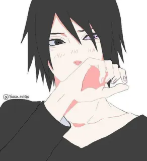🙅 9e9dc32c @Yaeoo_sslo14 anime, illustration, sasuke, cartoon, art whatsapp sticker