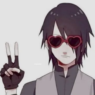 🀄️ 4039b8cf Sasuke Uchiha Naruto Anime, Vrede, Bril, Hart, Cartoon, Glimlach telegram sticker