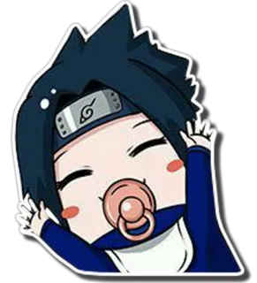 ☺️ 4752600a Sasuke Uchiha Naruto anime, cartoon, baby, Sasuke, fopspeen, Naruto telegram sticker