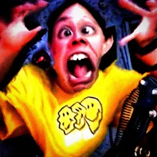 😭 9ef1d668 กรีดร้อง, หน้า, บ้า, ผิดรูป, สีหน้า, ตลก whatsapp sticker