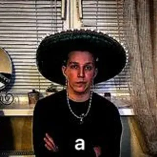 🤔 adf338af a ผู้ชาย, หมวกปีกกว้าง, ภาพเหมือน, คน, ในร่ม, เสื้อผ้า whatsapp sticker