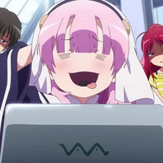 🔮 2da210a4 อนิเมะ, การ์ตูน, ผู้หญิง, แล็ปท็อป, ลิ้น telegram sticker