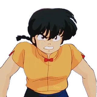 😡 09e3900d Ranma Saotome Ranma 1/2 อนิเมะ, ศิลปะการต่อสู้, โกรธ, ต่อสู้ telegram sticker