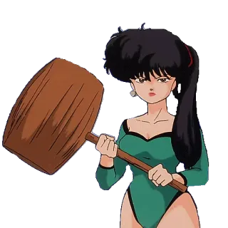 ⚒ 78426b89 Ranma Saotome Ranma 1/2 อนิเมะ, มังงะ, ค้อน, ผู้หญิง, การ์ตูน telegram sticker