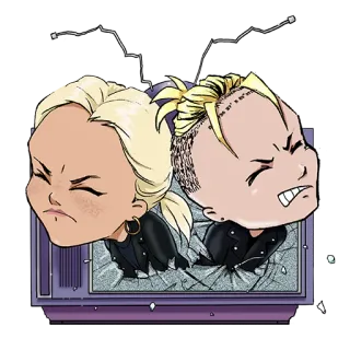 📺 01fff117 tv, digital art, cartoon, broken, anger, aggression telegram sticker