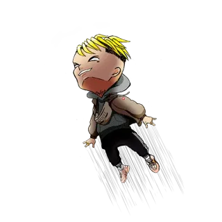 😎 08b9bf84 cartoon, character, blond hair, youth, hoodie, art telegram sticker