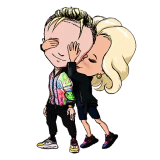 😻 d9ee0e96 cartoon, kiss, couple, love, illustration, friendship, affection telegram sticker