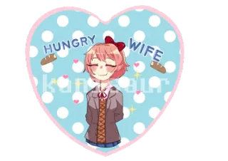 🧡 02d355eb HUNGRY WIFE faim, femme, nourriture, dessin animé, mignon, cœur whatsapp sticker