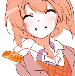 🧡 09ee368b HANG OUT Anime, Fille, Traîner, Amical, Joyeux whatsapp sticker