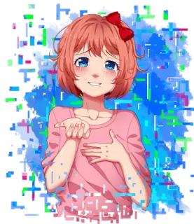 🧡 169c007e Sayori Doki Doki Literature Club! Anime, fille, pleurs, triste, Sayori, DDLC, Doki Doki Literature Club whatsapp sticker