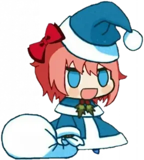 🧡 2d5afeb8 Sayori Doki Doki Literature Club noël, anime, manga, jeu vidéo, mignon, fêtes whatsapp sticker