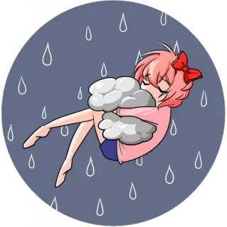 🧡 302869c9 Sayori Doki Doki Literature Club! triste, pluie, animé, personnage, nuages whatsapp sticker