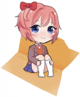 🧡 73075a4f Sayori Doki Doki Literature Club! Anime, Chibi, Sayori, Doki Doki Literature Club!, mignon whatsapp sticker