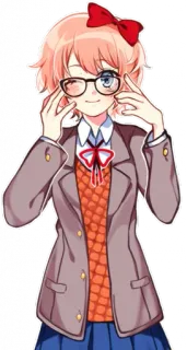 🧡 8a33e04c Sayori Doki Doki Literature Club! Anime, Jeu vidéo, Mignon, Fille, Lunettes, Doki Doki Literature Club whatsapp sticker