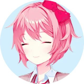 🧡 b44cf6a0 Sayori Doki Doki Literature Club! Anime, Jeu vidéo, Cheveux roses, Nœud, Mignon, Sayori, DDLC, Doki Doki Literature Club whatsapp sticker