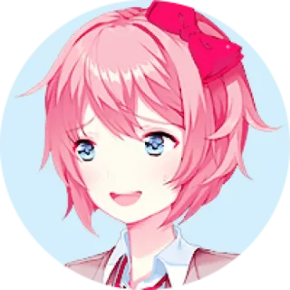 🧡 dd88034f Sayori Doki Doki Literature Club! Anime, Jeu vidéo, Mignon, Kawaii, Cheveux roses, Ruban whatsapp sticker