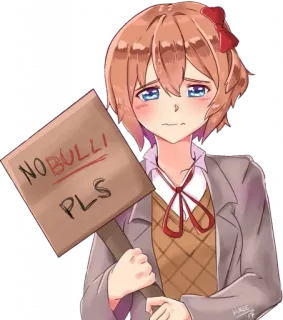 🧡 e9cfc5d3 Sayori Doki Doki Literature Club! NO BULLI PLS Anime, Anti-harcèlement, Sayori, Doki Doki Literature Club! whatsapp sticker