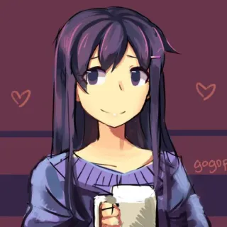 😊 a81f0bc4 gogop anime, fille, mignon, cheveux violets, kawaii, art numérique, portrait whatsapp sticker