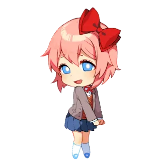 😅 0b4c1768 Sayori Doki Doki Literature Club! Anime, Niedlich, Chibi, Kawaii, Videospiel telegram sticker