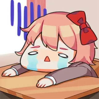 😭 86262a4e Sayori Doki Doki Literature Club! Anime, Sticker, Süß, Traurig, Tränen, Doki Doki Literature Club!, Sayori telegram sticker