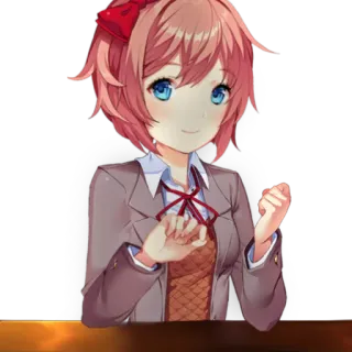 🙂 bc316422 Sayori Doki Doki Literature Club! Anime, Charakter, Süß, Schuluniform, Lächelnd telegram sticker