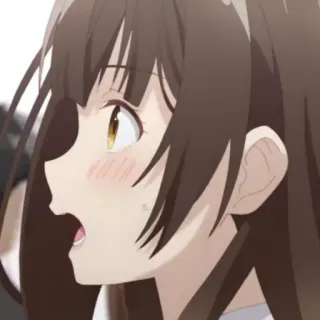 🎭 0805c09e 애니메이션 여자, 놀람, 충격, 만화, 갈색 머리, 옆모습 telegram sticker