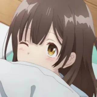 🎭 756c6941 애니메이션, 여자, 귀여운, 윙크, 갈색 머리 telegram sticker