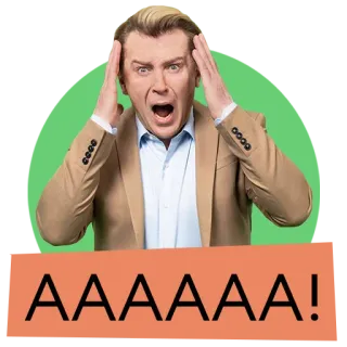 🤯 8e565b82 AAAAAAA! scream, panic, frustration, stress, man, exclamation telegram sticker