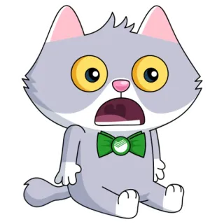 😮 6956af5a cat, sticker, cartoon, shocked, animal, cute, pet, green bow tie telegram sticker