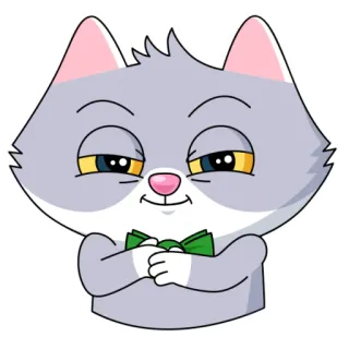😈 cb6dc08c cat, cartoon, animal, smug, bow tie, cute telegram sticker