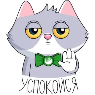 ✋ 8be8bd95 УСПОКОЙСЯ แมว, ใจเย็น, หูกระต่าย, สีเทา, สีหน้า, สัตว์ telegram sticker