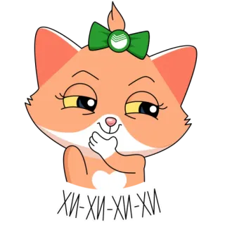 😄 94088d8c ХИ-ХИ-ХИ-ХИ แมว, การ์ตูน, โบว์, น่ารัก, สัตว์, ลูกแมว telegram sticker