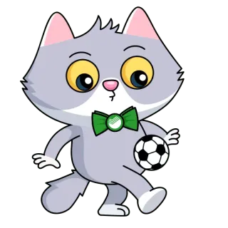 ⚽️ 96b1aa65 แมว, ฟุตบอล, การ์ตูน, หูกระต่าย, กีฬา telegram sticker