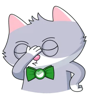 🤦‍♂️ cb4b3355 แมว, การ์ตูน, เหนื่อย, เอามือกุมหน้า, หูกระต่าย telegram sticker