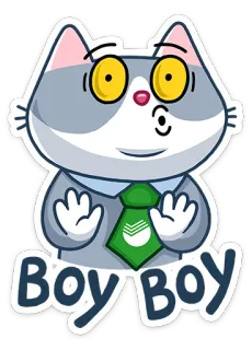😐 28ba76c7 BOY BOY kot, kreskówka, naklejka, chłopak telegram sticker