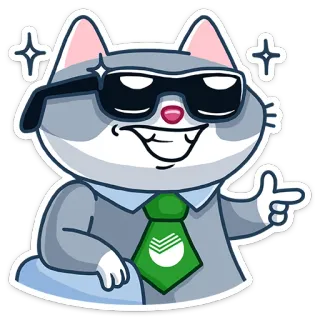 😎 36ee4e02 kot, naklejka, okulary przeciwsłoneczne, garnitur, fajne, bank, Sberbank telegram sticker