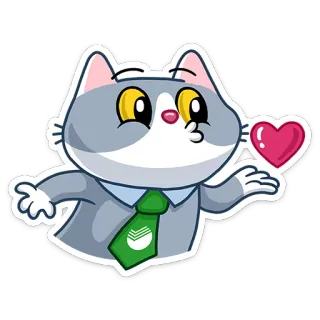 😘 4530039f kot, miłość, serce, krawat, naklejka telegram sticker