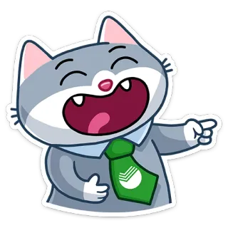 😄 9964c38c kot, śmiejący się, wskazujący, kreskówka, naklejka, krawat telegram sticker