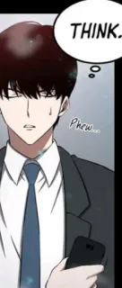 🤔 4622b10e THINK. Phew... man, anime, thinking, phew whatsapp sticker