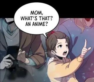 🧐 d0ec9165 MOM, WHAT'S THAT? AN ANIME? anime, child, question, family whatsapp sticker