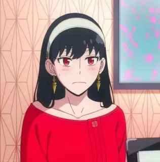 ⚖️ 45606dfd Yor Forger Spy x Family yor forger, spy x family, anime, cartoon, personage, vrouw, rode jurk telegram sticker