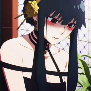 ⚖️ 71a56b61 Yor Forger Spy x Family Anime, Yor Forger, Spy x Family, Cartoon, Vrouw, Zwart haar telegram sticker