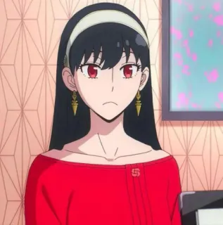 ⚖️ 970161a2 Yor Forger Spy x Family yor forger, spy x family, anime, personage, vrouw, rode jurk telegram sticker