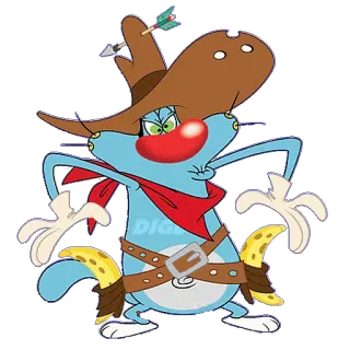 🤠 36a16004 Oggy 卡通, 奥吉, 奥吉和蟑螂, 猫, 角色, 牛仔 telegram sticker