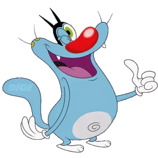 😉 65d74ac1 Oggy Oggy and the Cockroaches 奥吉, 猫, 卡通, 动画, 蓝色, 竖起大拇指 telegram sticker
