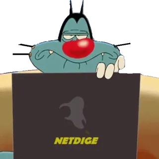 🖥 b57611a7 NETDIGE 奥吉和蟑螂, 卡通, 电脑, 猫, Netdige telegram sticker